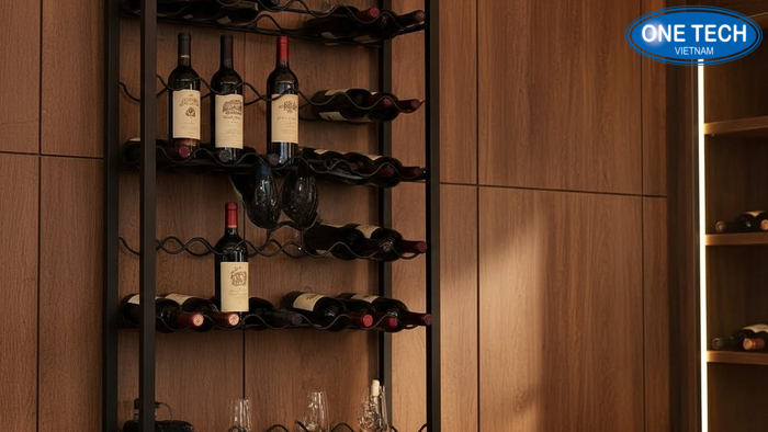 Mẫu kệ treo tường trưng bày rượu OneTech
