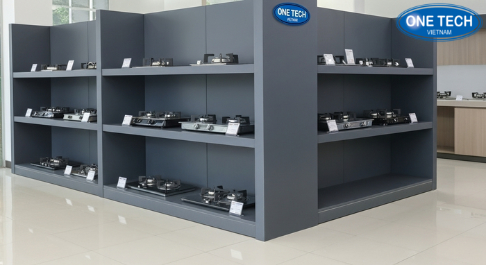 Bảng minh họa nhóm mẫu kệ trưng bày bếp gas và phân khúc giá tham khảo