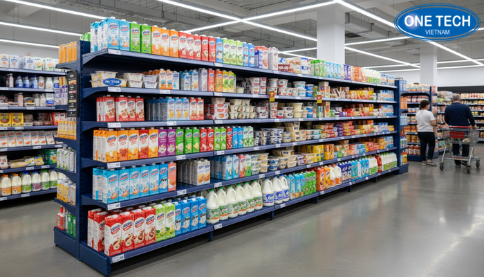 Bảng giá kệ trưng bày sữa tham khảo Bảng giá tham khảo kệ trưng bày sữa theo kích thước và chất liệu