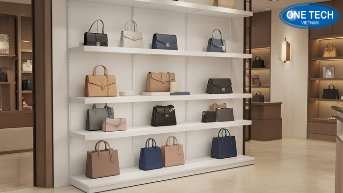 Bảng minh họa các yếu tố ảnh hưởng giá kệ trưng bày túi xách