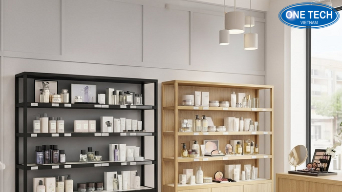 Lựa chọn chất liệu kệ phù hợp với phong cách shop So sánh các chất liệu kệ gỗ MDF và kệ sắt sơn tĩnh điện