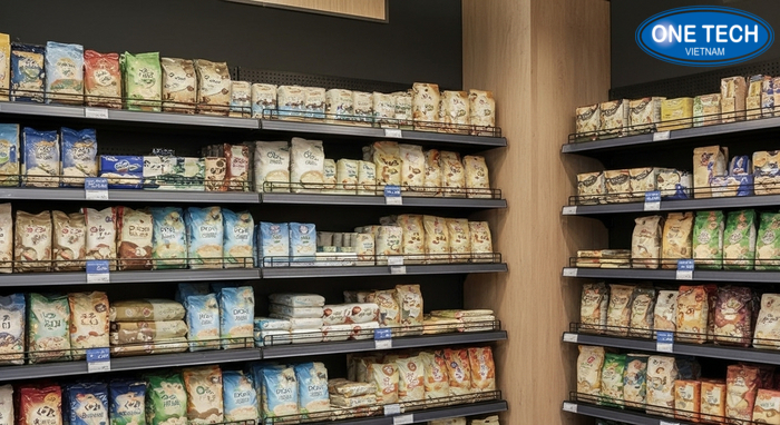 Bảng so sánh các mẫu kệ trưng bày gạo theo sức chứa thẩm mỹ linh hoạt vị trí đặt