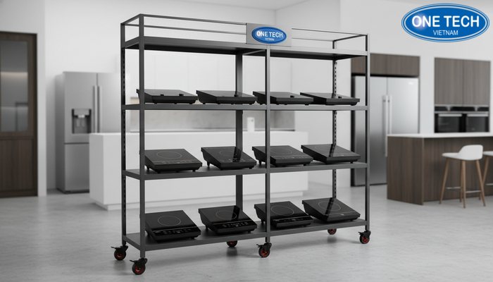 Kệ bếp di động trưng bày bếp từ linh hoạt Kệ bếp di động bánh xe dùng để trưng bày bếp từ