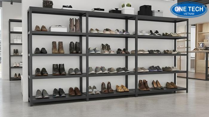 Kệ sắt V lỗ đa năng dùng làm kho hoặc trưng bày giày dép giá rẻ