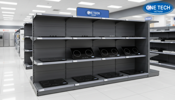Mẫu kệ trưng bày bếp từ OneTech Kệ siêu thị Hưng Yên Các loại kệ trưng bày bếp từ tại showroom OneTech