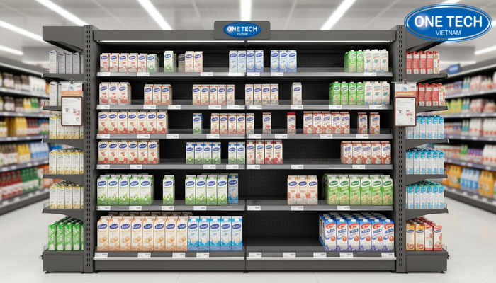 Phụ kiện cho kệ trưng bày sữa Kệ trưng bày sữa có bảng giá và phụ kiện hỗ trợ