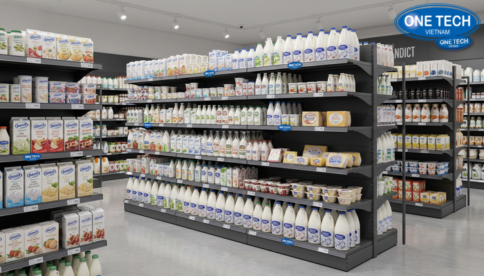 Ứng dụng kệ trưng bày sữa tại đại lý Kệ trưng bày sữa tại đại lý phân phối giúp trưng bày nhiều SKU
