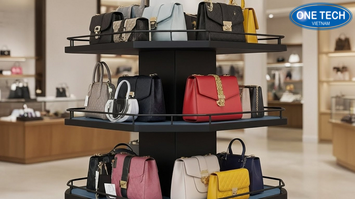 Kệ xoay đặt ở điểm nóng gần cửa vào hoặc quầy thu ngân