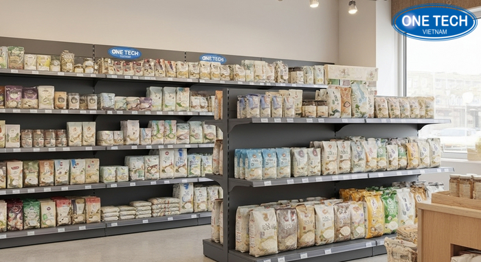 Layout gợi ý bố trí kệ trưng bày gạo cho cửa hàng nhỏ 15 đến 30m2