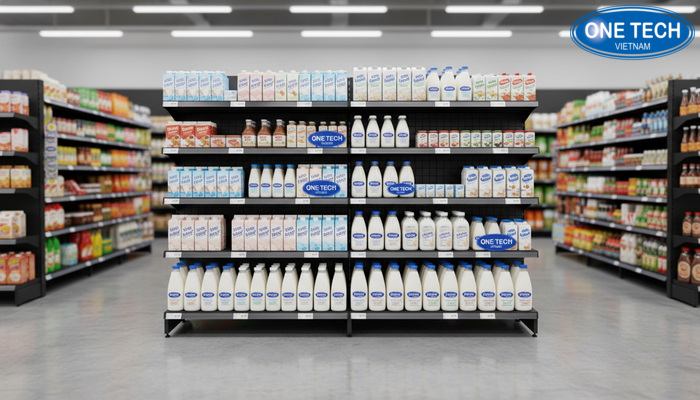 Mẫu kệ giữa đôi trưng bày sữa Mẫu kệ giữa đôi trưng bày sữa cho siêu thị mini