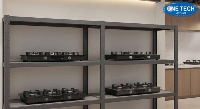 Gợi ý mẫu kệ trưng bày bếp gas đa tầng tối ưu trưng nhiều sản phẩm