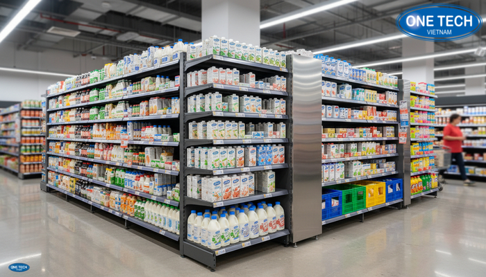 So sánh chất liệu kệ trưng bày sữa So sánh chất liệu kệ trưng bày sữa sắt sơn tĩnh điện inox và nhựa