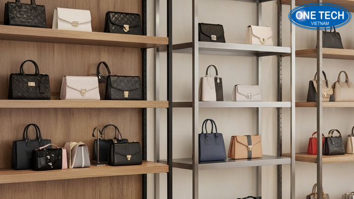 So sánh bề mặt sơn tĩnh điện vân gỗ melamine và inox của kệ trưng bày