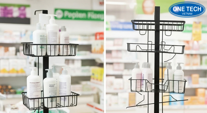 So sánh kệ treo dầu gội dây đúng tiêu chuẩn và kệ không đạt về độ chắc, chất liệu