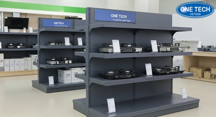 Sơ đồ minh họa tiêu chuẩn an toàn khi trưng bày bếp gas trên kệ