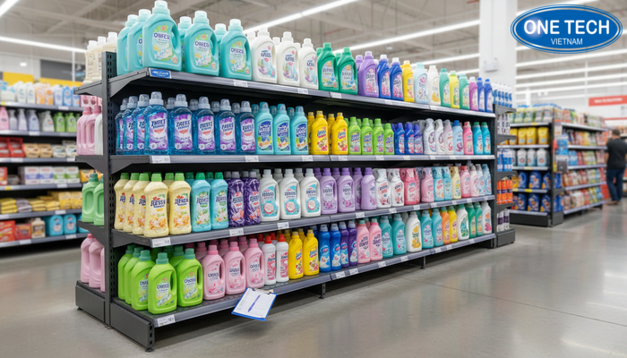 Đánh giá mẫu kệ trưng bày nước giặt Bảng điểm đánh giá kệ trưng bày nước giặt theo tải trọng ổn định chống trượt và tiện dụng