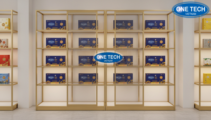 Bố trí kệ trưng bày yến sào trong showroom thực tế Bố trí kệ trưng bày yến sào trong showroom thực tế