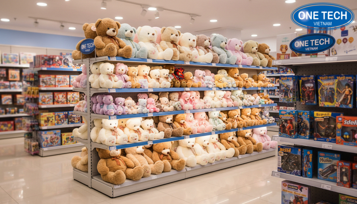 Cach xep gau bong theo size va chu de tren ke