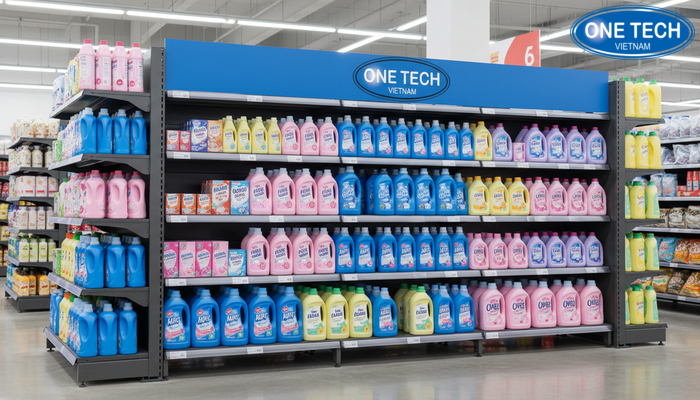 Dự án kệ trưng bày nước giặt OneTech Group Hình ảnh dự án lắp đặt kệ trưng bày nước giặt do OneTech Group thực hiện