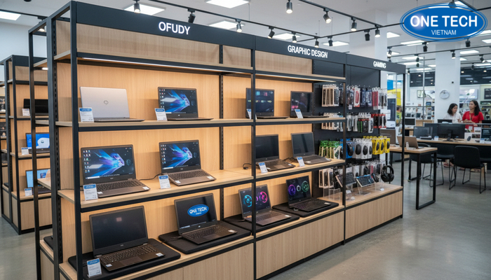 Gợi ý sắp xếp laptop và phụ kiện trên kệ để dễ nhìn dễ chọn
