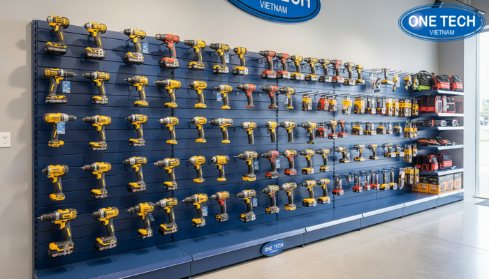 Kệ móc treo máy khoan tối ưu quan sát Kệ móc treo cho máy khoan nhỏ gọn trưng theo hàng