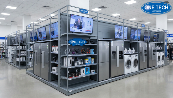 Kệ siêu thị điện máy đa năng Kệ siêu thị điện máy đa năng giúp tối ưu không gian trưng bày