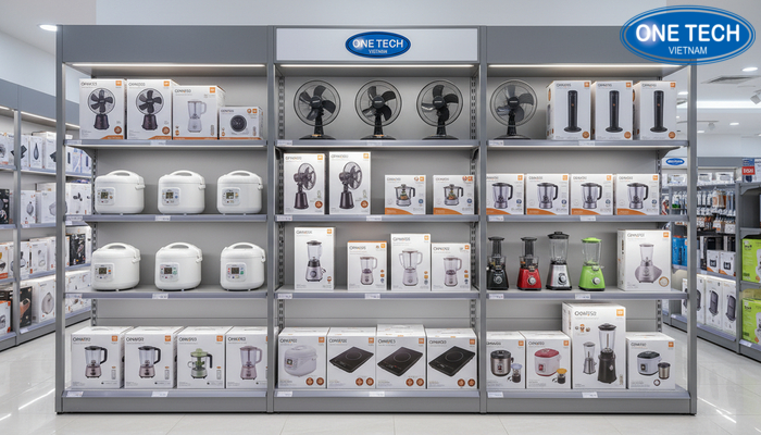 Kệ trưng bày đồ gia dụng đẹp Kệ trưng bày đồ gia dụng đẹp cho nồi cơm điện, quạt điện, máy xay