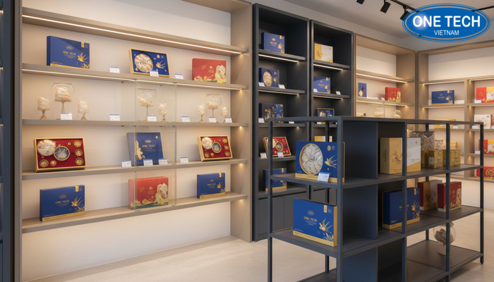 Tổng quan kệ trưng bày yến sào trong showroom Tổng quan kệ trưng bày yến sào trong showroom
