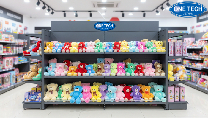 Lap dat ke trung bay gau bong tai cua hang khach hang