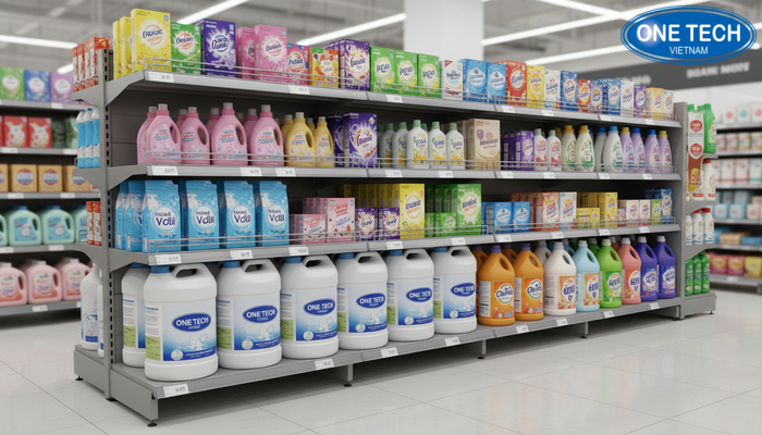 Minh hoa tai trong ke trung bay nuoc giat va cach phan bo hang