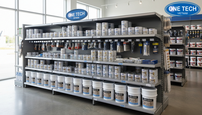 Không gian trưng bày mẫu kệ tại Kệ siêu thị Hưng Yên