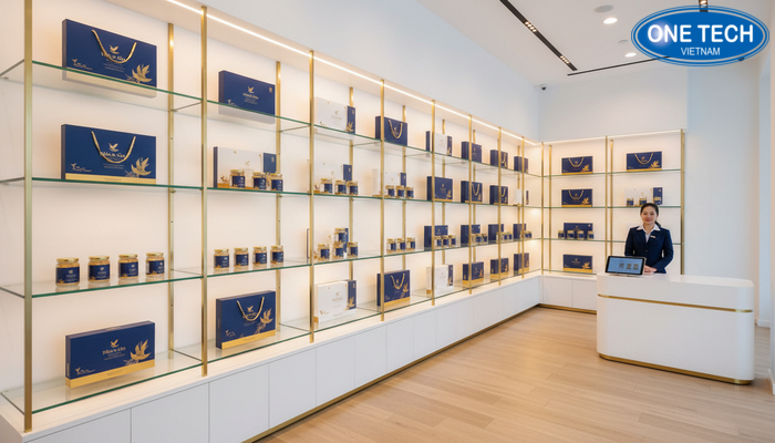 Showroom yến sào bố trí kệ trưng bày chuyên nghiệp Showroom yến sào bố trí kệ trưng bày chuyên nghiệp