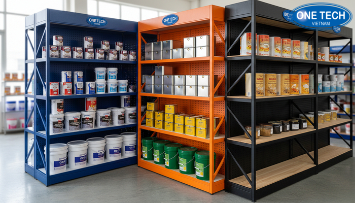 So sánh kệ lưng lưới, lưng tôn đột lỗ và kệ mâm gỗ khung sắt