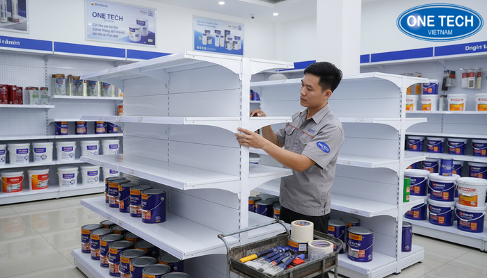 Quy trình giao hàng và lắp đặt kệ trưng bày sơn nước