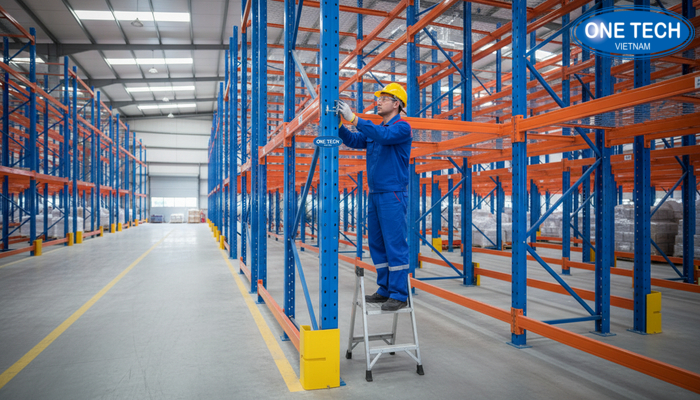 Bảo dưỡng kệ selective Minh họa kiểm tra chốt an toàn và chân trụ khi bảo dưỡng kệ selective