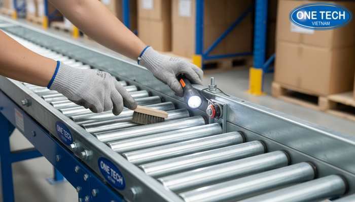 Bảo trì định kỳ kệ con lăn Bảo trì kệ con lăn: kiểm tra vòng bi, phanh và vệ sinh tuyến