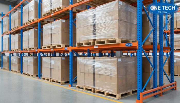 Kích thước pallet phù hợp kệ drive in Biểu đồ kích thước pallet tiêu chuẩn và khoảng hở an toàn khi thiết kế kệ drive in