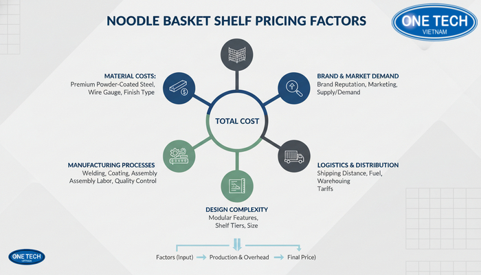Biểu đồ các yếu tố ảnh hưởng đến giá kệ rổ mì