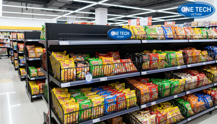 Khung thép sơn tĩnh điện của kệ rổ mì