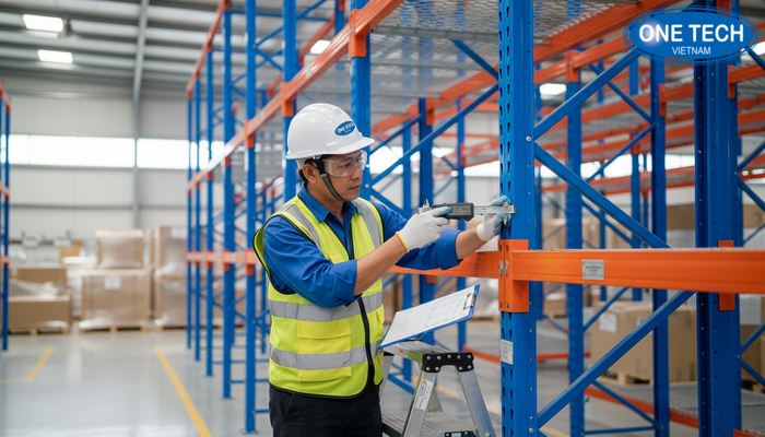 Minh họa hồ sơ kỹ thuật và kiểm tra chất lượng kệ pallet