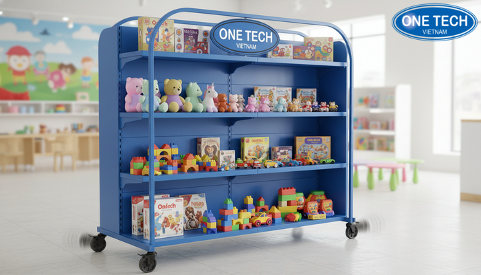 Kệ di động có bánh xe khóa, tiện di chuyển khi thay đổi layout