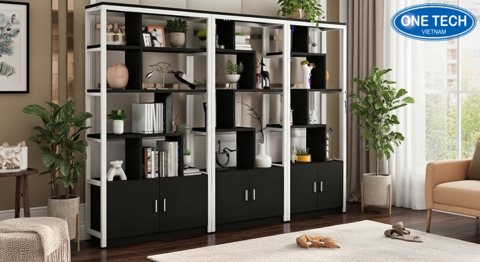 Kệ gỗ để cây cảnh phòng khách tone ấm, dễ phối nội thất