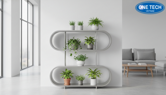 Kệ inox trưng bày cây cảnh chống ăn mòn, hợp không gian hiện đại