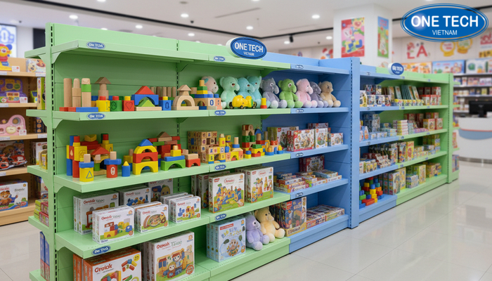 Kệ modular mô đun dễ ghép nối, mở rộng không gian trưng bày