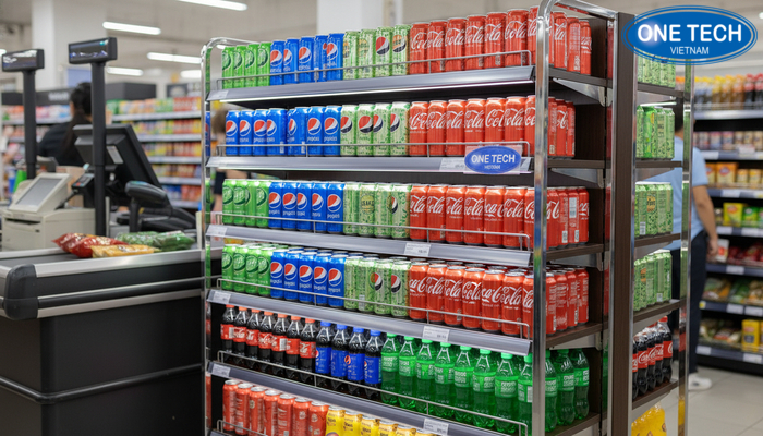 Kệ quảng cáo Pepsi, Coca tăng tần suất tiếp xúc khách hàng Kệ quảng cáo nước ngọt đặt gần quầy thanh toán giúp tăng mua thêm