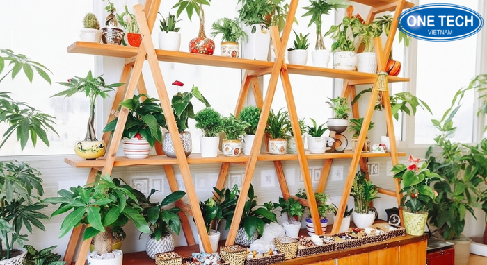 Kệ sắt trưng bày cây cảnh bền OneTech phù hợp ban công và cửa hàng
