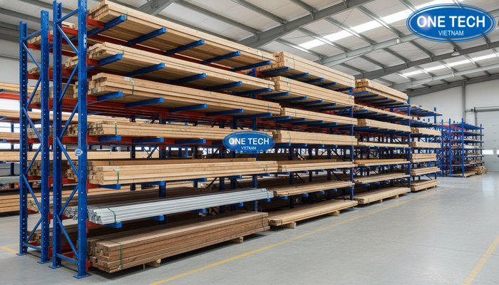 Kệ tay đỡ dùng để lưu trữ gỗ thanh và ván giúp phân loại quy cách rõ ràng