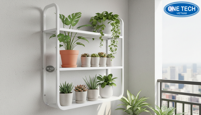 Kệ treo tường trưng bày cây cảnh tiết kiệm diện tích sàn