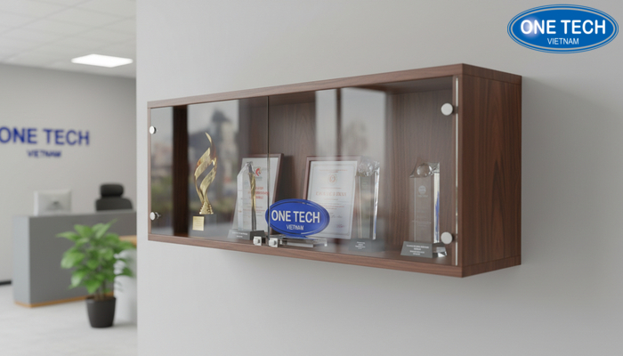 Kệ trưng bày cúp treo tường nhỏ gọn tối ưu diện tích