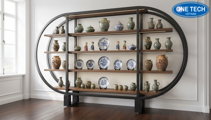 Kệ trưng bày gốm sứ cổ Kệ trưng bày đồ gốm sứ cổ chắc chắn và an toàn